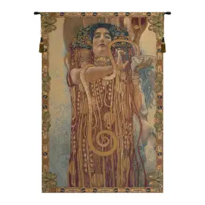 Gustav Klimt Hygeia Tapestry Wall Hanging 54 x 36 in Art Nouveau Symbolist Jacquard Woven Fine Art Wall Decor