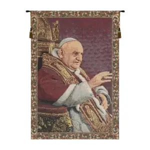 Alberto Passini Pope John XXIII European Tapestry Wall Hanging 17x11 Inch Cotton Jacquard Woven Wall Tapestry