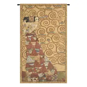 Gustav Klimt The Waited For European Tapestry Wall Hanging 31 x 16 in Art Nouveau Jacquard Woven Decor