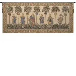 Master of the Castle I European Tapestry Wall Hanging 25 x 63 in Medieval Knight Jacquard Woven Wall Decor