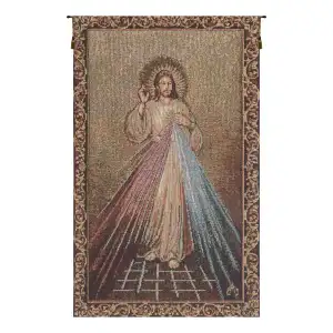 Merciful Jesus European Tapestry Wall Hanging 16x10 Inch Cotton Jacquard Woven Wall Tapestry