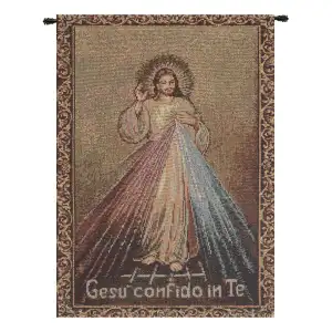 Merciful Jesus Confidant European Tapestry Wall Hanging 12x8 Inch Cotton Jacquard Woven Wall Tapestry
