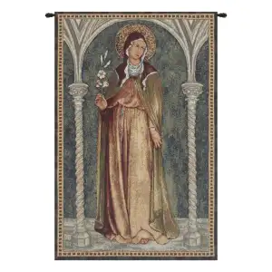 Saint Clare in Arch European Tapestry Wall Hanging 25x17 Inch Cotton Jacquard Woven Wall Tapestry