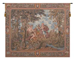 Autumn Grapes in Basket European Tapestry Wall Hanging 41 x 53 in Vineyard Fruit Still Life Jacquard Woven Decor