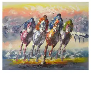 Horse Race Canvas Wall Art 24x36 Equestrian Sporting Decorative Home Decor