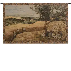 Pieter Bruegel Harvest I Vintage Tapestry Wall Hanging 26 x 40 in Jacquard Woven Renaissance Harvest Wall Art
