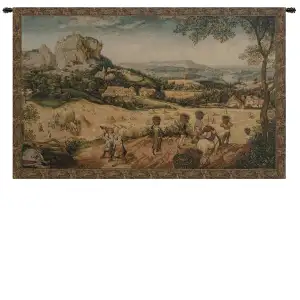 Pieter Bruegel Collecting Hay Vintage Tapestry Wall Hanging 26 x 42 in Jacquard Woven Renaissance Farm Wall Art