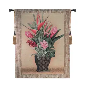 Tropical Garden Fine Art Tapestry Wall Hanging 42x35 Inch Cotton Jacquard Woven Wall Tapestry