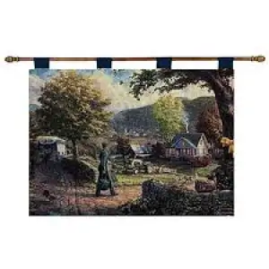 Homecoming Hero Fine Art Tapestry Wall Hanging 26 x 36 in Americana Patriotic Jacquard Woven Decorative Wall Decor