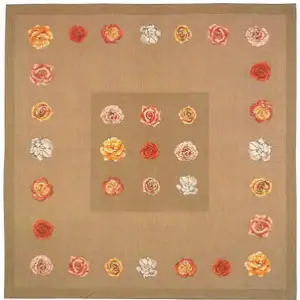 Row of Pink Roses I Jacquard Woven Tapestry Throw Blanket 59x59 Inch Floral Decor