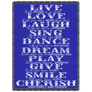 Live Love Laugh Jacquard Woven Tapestry Throw Blanket 68x52 Inch Inspirational Home Decor