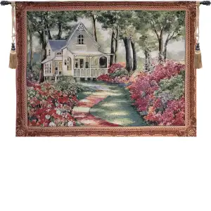 Garden Path to Home Tapestry Wall Hanging 38x53 Inch Cotton Jacquard Woven Wall Tapestry