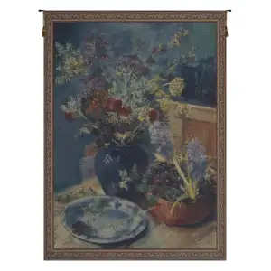Spring Bouquet Still Life Tapestry Wall Hanging 53x39 Inch Cotton Jacquard Woven Wall Tapestry