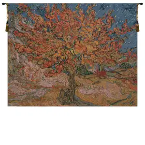 Vincent Van Gogh The Mulberry Tree Vintage Tapestry Wall Hanging 34 x 42 in Post Impressionist Landscape Jacquard Woven Wall Art