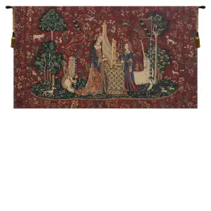 Medieval The Lady and the Organ II Vintage Tapestry Wall Hanging 34 x 42 in Lady Unicorn Music Jacquard Woven Wall Art