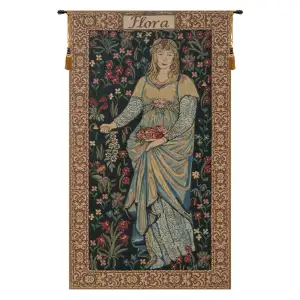 William Morris The Flora Tapestry Wall Hanging 39 x 22 in Pre-Raphaelite Floral Woman Jacquard Woven Wall Art - B - H 26" x W 17"