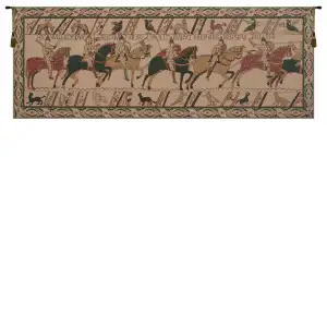 Bayeux William's Troops Vintage Tapestry Wall Hanging 28 x 76 in Medieval Battle Norman Knights Jacquard Woven Wall Art