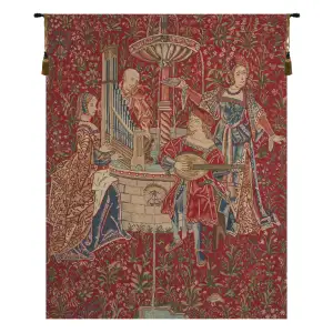 The Concert Red Tapestry Wall Hanging 40 x 34 in Medieval Music Scene Jacquard Woven Wall Art Home Decor