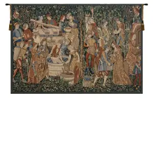 Vendages Rust Belgian Tapestry Wall Hanging 42 in. x 70 in Medieval Grape Harvest Vineyard Jacquard Woven Wall Art