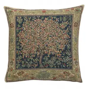 Green Pastel Belgian Tapestry Pillow Cover 16x16 inch Cotton Jacquard Woven Cushion Cover