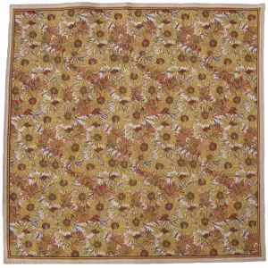Sunflowers Square Belgian Jacquard Woven Tapestry Throw Blanket 59x59 Inch Floral Decor