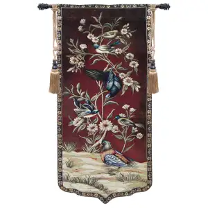 Wild Birds and Flowers Left Animals Birds Tapestry Wall Hanging 37 x 16 in Floral Bird Garden Jacquard Woven Wall Art