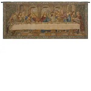 Leonardo da Vinci Last Supper VII Vintage Tapestry Wall Hanging 26 x 62 Religious Christian Renaissance Jacquard Woven Wall Art