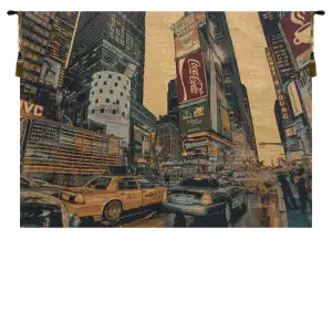 Alberto Passini Times Square New York Modern Tapestry Wall Hanging 24 x 34 NYC Cityscape Jacquard Woven Wall Art Home Decor