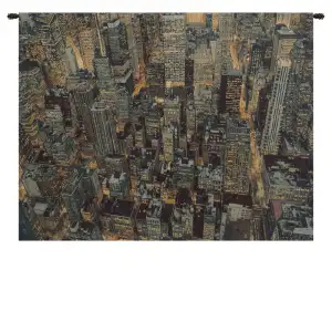 Alberto Passini A New York Night Modern Tapestry Wall Hanging 24 x 36 in NYC Skyline Cityscape Jacquard Woven Wall Art