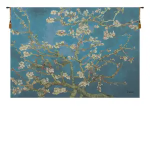 Vincent Van Gogh Amandier Vintage Tapestry Wall Hanging 39 x 55 in Almond Blossom Floral Jacquard Woven Wall Art