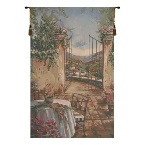 Table for Two Decorative Tapestry Wall Hanging 63 x 55 in Romantic Cafe Dining Jacquard Woven Wall Art Home Decor