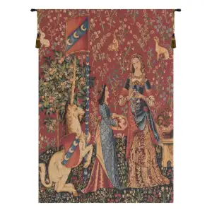 Medieval The Smell L'odorat Small Vintage Tapestry Wall Hanging 24 x 18 in Lady Unicorn Five Senses Jacquard Woven Wall Art