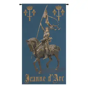 Jeanne D'Arc European Tapestry 34 in. x 18 in. Joan of Arc Medieval Heroine Jacquard Woven Wall Hanging