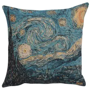 Vincent Van Gogh Starry Night Large Tapestry Pillow Cover 18x18 Inch Cotton Jacquard Woven Cushion Cover