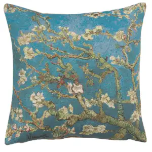 Vincent Van Gogh Almond Blossoms Tapestry Pillow Cover 18x18 Inch Cotton Jacquard Woven Cushion Cover