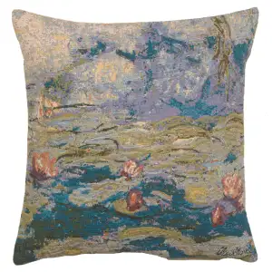 Claude Monet Water Lilies Tapestry Pillow Cover 18x18 Inch Cotton Jacquard Woven Cushion Cover