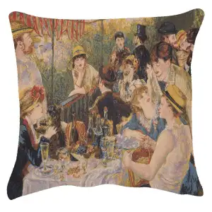 Pierre Auguste Renoir Boating Party I Tapestry Pillow Cover 18x18 Inch Cotton Jacquard Woven Cushion Cover