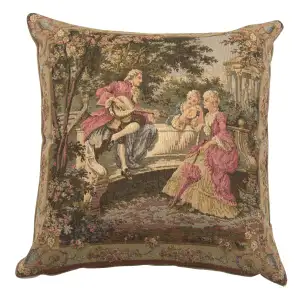 Francois Boucher Garden Party Left Vintage Tapestry Pillow Cover 18x18 Inch Cotton Jacquard Woven Cushion Cover