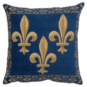 Napoleon Fleur Blue Tapestry Pillow Cover 18x18 Inch Cotton Jacquard Woven Cushion Cover