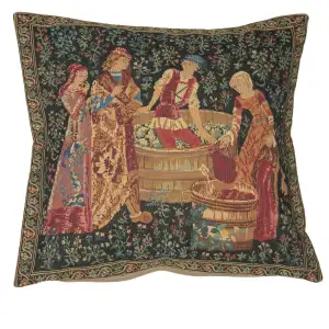 The Wine Press Belgian Tapestry Pillow Cover 18x18 Inch Cotton Jacquard Woven Cushion Cover
