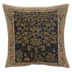Black Tree of Life Belgian Tapestry Pillow Cover 18x18 inch 100% Cotton Belgian Jacquard Woven Cushion Cover