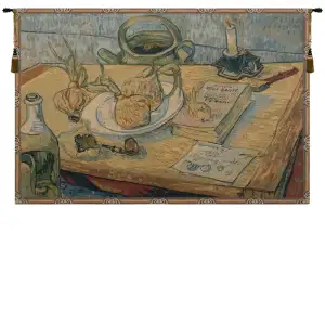 Vincent Van Gogh Garlic Still Life Vintage Tapestry Wall Hanging 38 x 53 in Post Impressionist Kitchen Still Life Jacquard Woven Wall Art