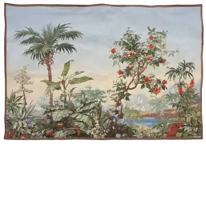Sous Les Tropiques French Tapestry 42x54 Tropical Jungle Botanical Jacquard Woven Wall Hanging Exotic Home Decor