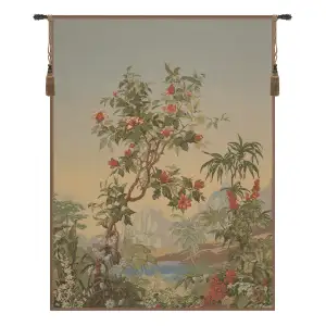 Flamboyant French Tapestry 44x30 Tropical Floral Botanical Jacquard Woven Wall Hanging Exotic Home Decor