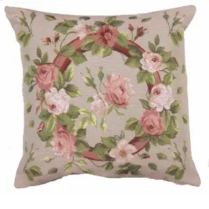 Floral Bunch of Flowers I Tapestry Pillow Cover 19x19 Inch Cotton Jacquard Woven Cushion Cover