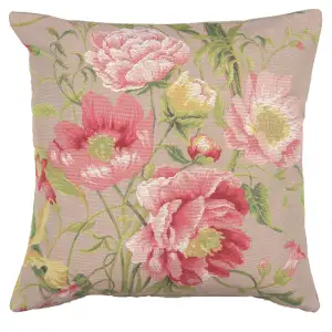 Floral Peonies II Tapestry Pillow Cover 19x19 Inch Cotton Jacquard Woven Cushion Cover