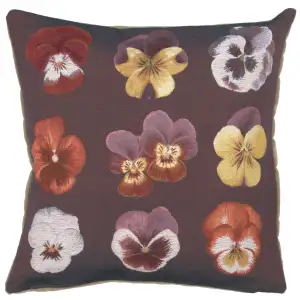 Floral All Over Pansies Tapestry Pillow Cover 19x19 Inch Cotton Jacquard Woven Cushion Cover