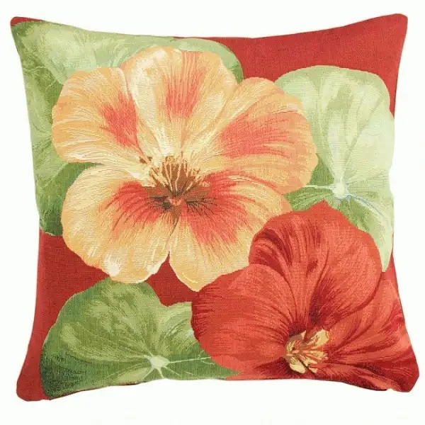 Nasturtium 2 Red European Cushion Cover