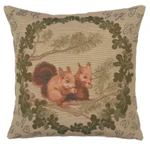 Jean Baptiste Huet Squirrels Tapestry Pillow Cover 19x19 Inch Cotton Jacquard Woven Cushion Cover