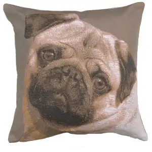 Thomas Theodor Heine Pugs Face Grey Tapestry Pillow Cover 19x19 Inch Cotton Jacquard Woven Cushion Cover